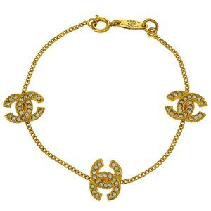 Chanel CC Chain Bracelet Gold Rhinestone 4022/1982 195193